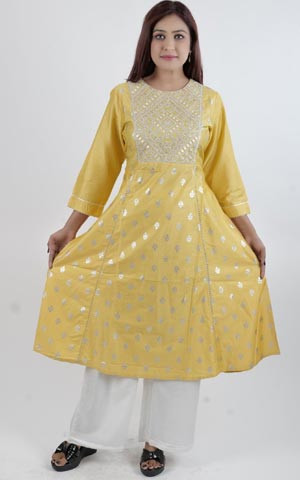 Line Kurta With Silver Embroidery