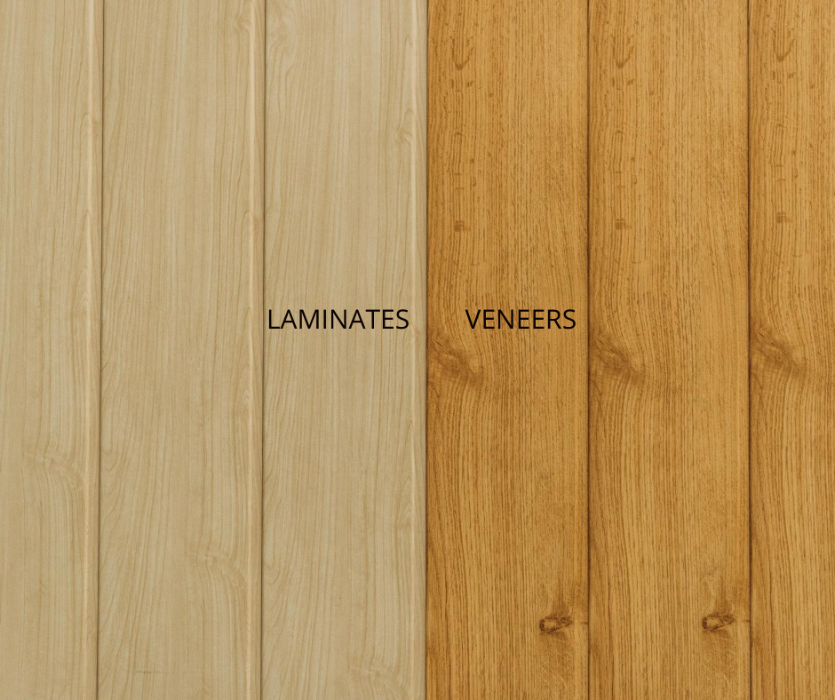 BASIC DIFFERENCE BETWEEN LAMINATES AND VENEERS