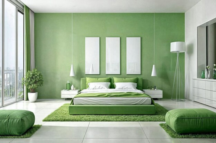 Transforming Bedroom Interiors with Green and White Laminate Accents